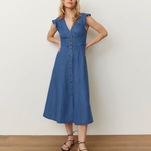 Marine Layer 100% Tencel Blue Camila Midi Dress Size M